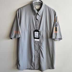 NWT Beretta Short Sleeve Vented Buzzi Shooting Shirt - Light Grey- Size Medium